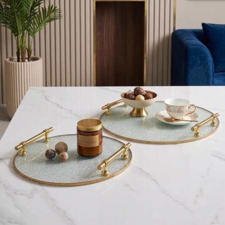 Set de 2 Plateaux Ronds en Verre 30 et 35 cm