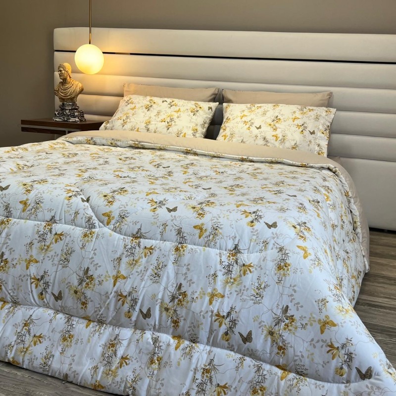 Couette Imprimée 2 Places en Coton 220 x 240 cm avec 2 Taies Couette Imprimée 2 Places en Coton 220 x 240 cm avec 2 Taies