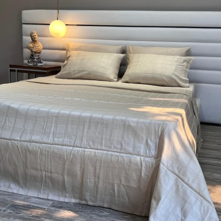 Parure de Lit 2 Places 100% Satin de Coton avec 2 Taies