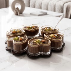 Service à Dessert en Verre avec Sous-Coupelles - 12 Pièces