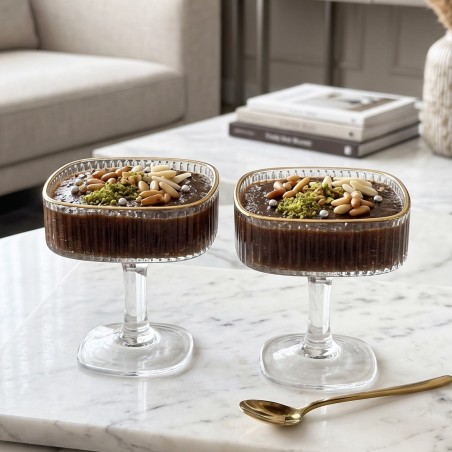 Coupes à Dessert en Verre sur Pied - 2 Pièces