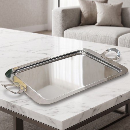Grand Plateau de Service en Acier Inoxydable 47x43 cm