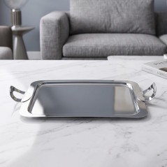 Plateau de Service Rectangulaire en Acier Inoxydable 36x23 cm
