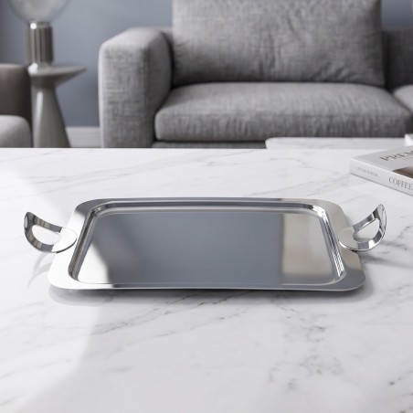 Plateau de Service Rectangulaire en Acier Inoxydable 36x23 cm