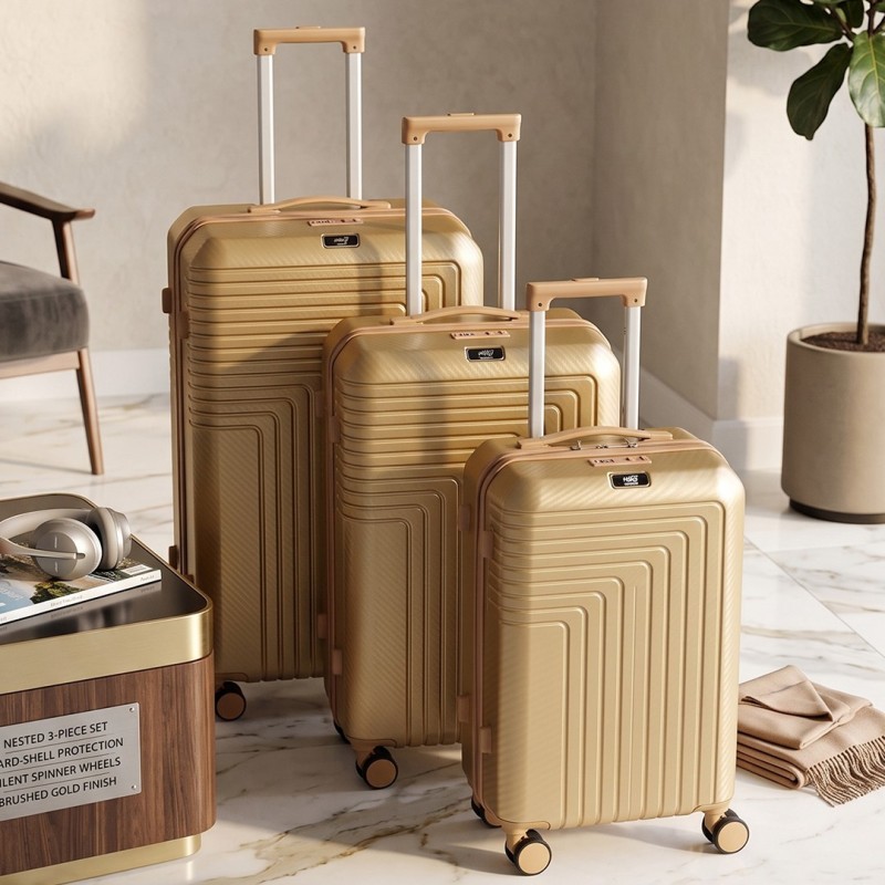 Série de 3 Valises Incassable en ABS Gold - ABM