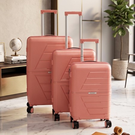 Série de 3 Valises en Polypropylène Incassable Rose - COLISEE+
