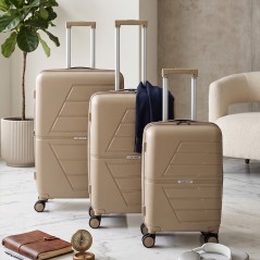 Série de 3 Valises en Polypropylène Incassable Beige - COLISEE+