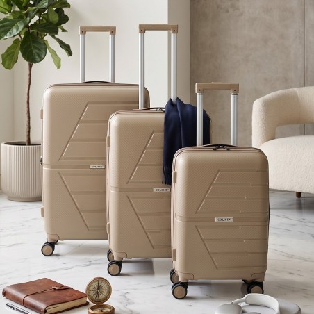 Série de 3 Valises en Polypropylène Incassable Beige - COLISEE+