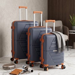 Série de 3 Valises en Polypropylène Incassable Bleu Marine  - COLISEE+