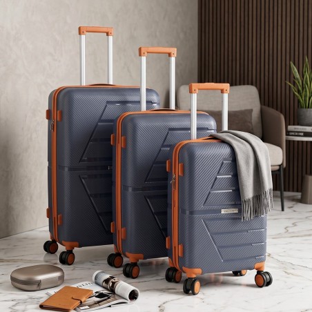 Série de 3 Valises en Polypropylène Incassable Bleu Marine  - COLISEE+