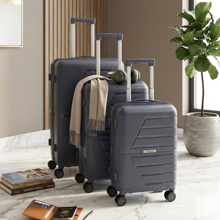 Série de 3 Valises en Polypropylène Incassable Bleu Marine - COLISEE+