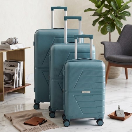 Série de 3 Valises en Polypropylène Incassable Turquoise - COLISEE+