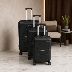 Série de 3 Valises en Polypropylène Incassable Noir - COLISEE+