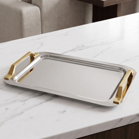 Plateau de Service en Acier Inoxydable 36x24 cm