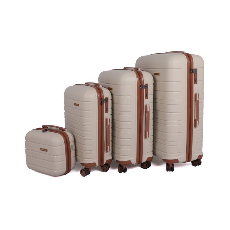 Série de Valises en Polypropylène Incassable Beige & Camel - 4 Pièces - STARBAG Série de Valises en Polypropylène Incassable Beige & Camel - 4 Pièces - STARBAG