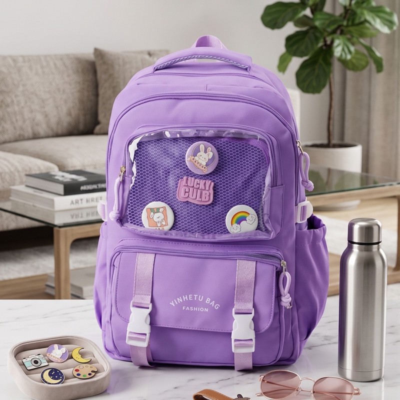 Sac à Dos Scolaire Multi-Poches Violet