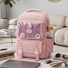 Sac à Dos Scolaire Multi-Poches Rose