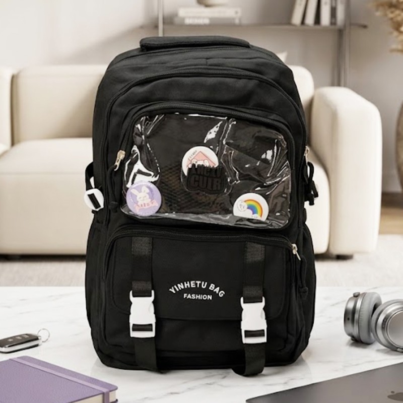 Sac à Dos Scolaire Multi-Poches Noir