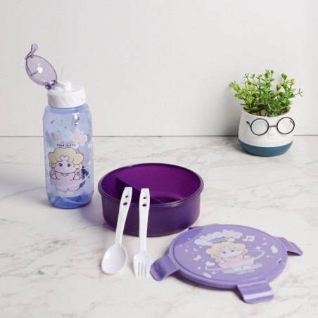 Set Lunch Box avec Gourde et Couverts Violet