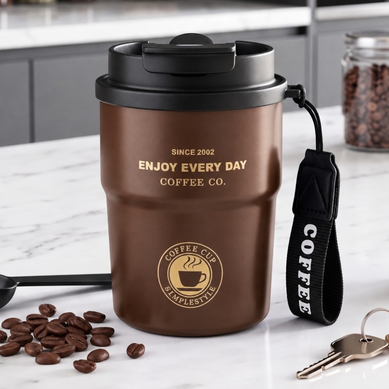 Thermos Mug 300 ml avec Dragonne Marron Thermos Mug 300 ml avec Dragonne Marron