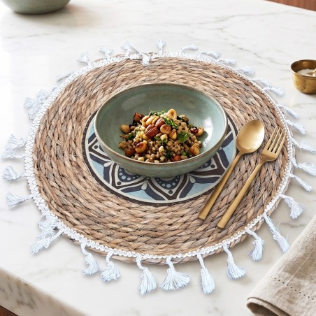 Sous-Plat Rond en Fibre Naturelle avec Motif Décoratif 30 cm