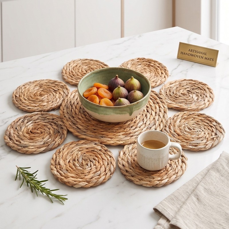 Sous-Plat Rond en Fibre Naturelle Tressée 34 cm
