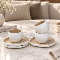 Service à café au lait 12 pièces en porcelaine