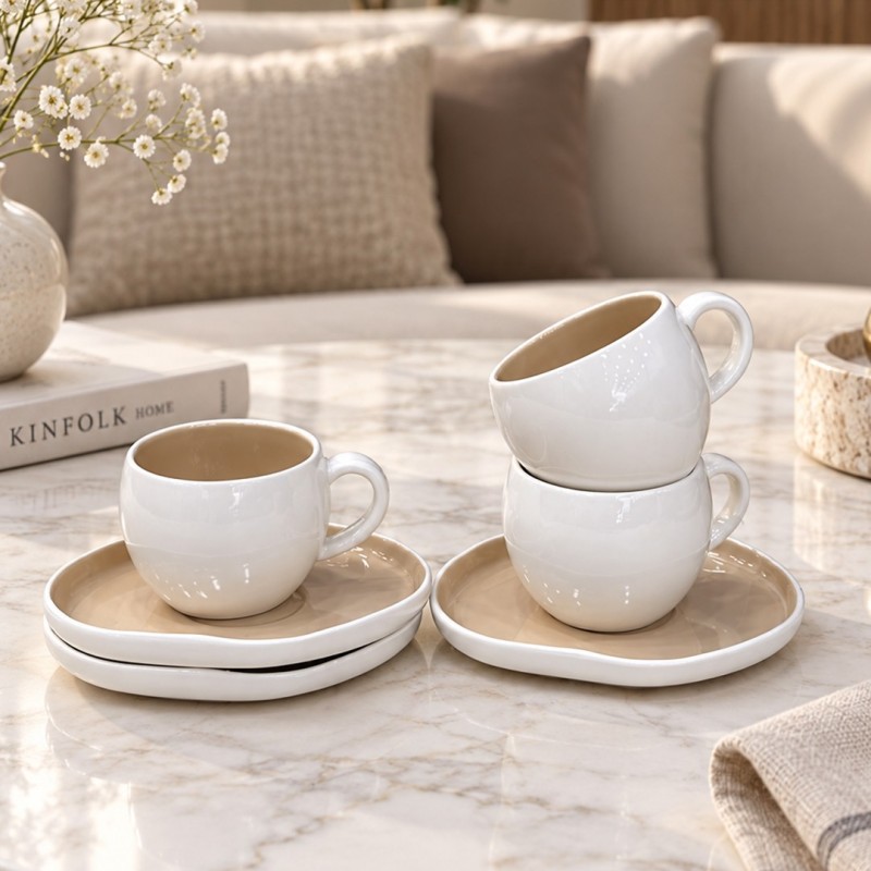 Service à café au lait 12 pièces en porcelaine