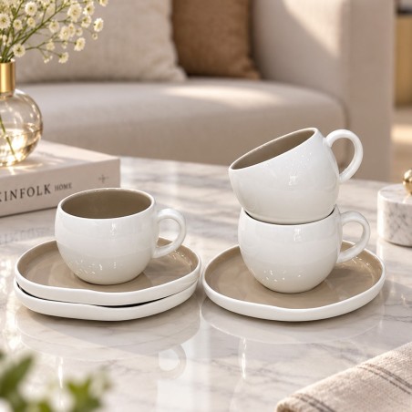 Service à café noir 12 pièces en porcelaine