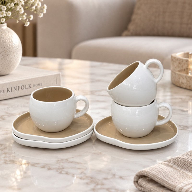 Service à café noir 12 pièces en porcelaine