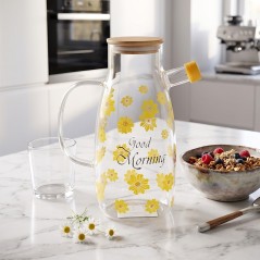 Huilière en Verre avec Couvercle en Bambou 1200 ml