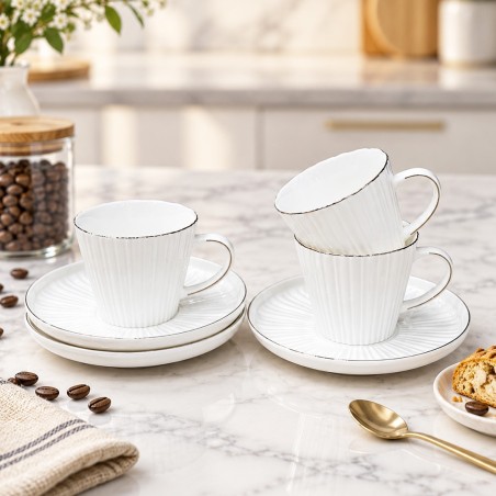 Service à Café Noir 12 Pièces en Porcelaine