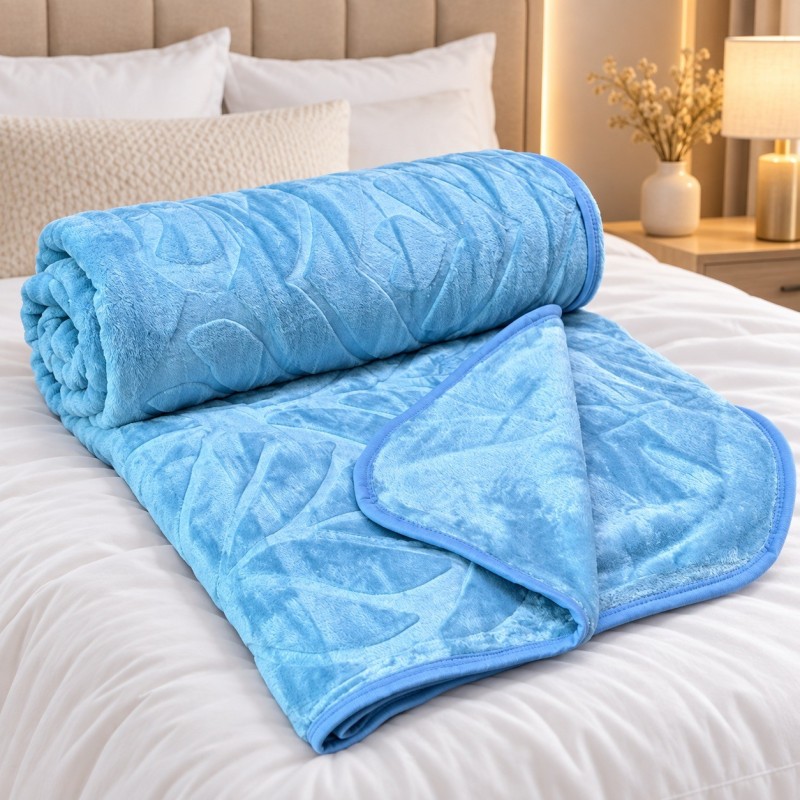 Dafaya en Polaire Microfibre 220 x 240 cm – Bleu Marine