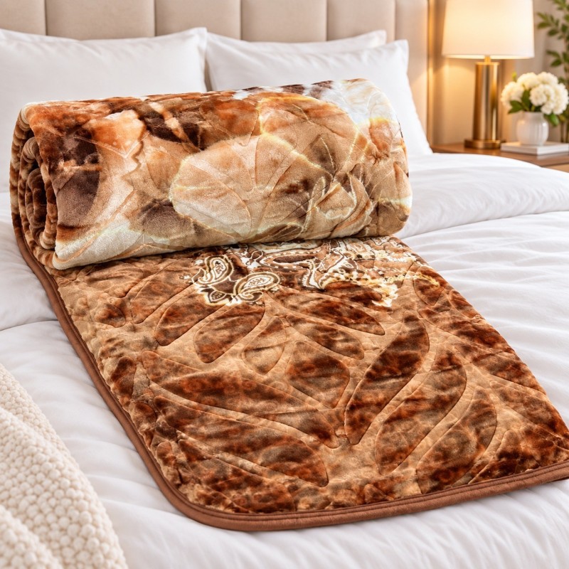 Dafaya en Polaire Microfibre 220 x 240 cm – Beige Fleuri Dafaya en Polaire Microfibre 220 x 240 cm – Beige Fleuri