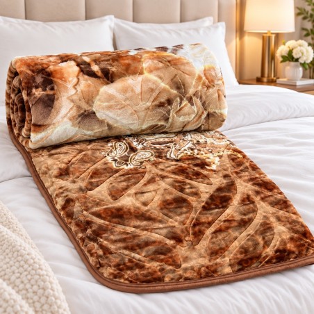 Dafaya en Polaire Microfibre 220 x 240 cm – Beige Fleuri