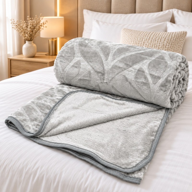 Dafaya en Polaire Microfibre 220 x 240 cm – Gris Dafaya en Polaire Microfibre 220 x 240 cm – Gris