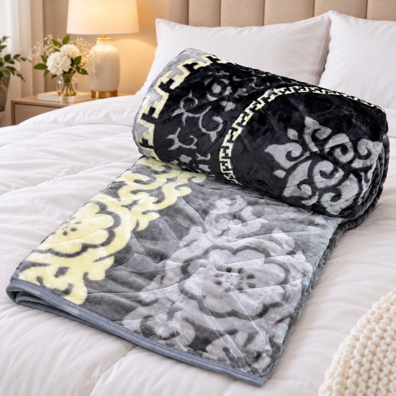 Couverture 2 Places en Polaire Microfibre 215 x 200 cm – 3 kg – Gris Foncé