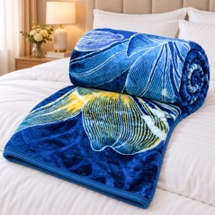 Couverture 2 Places en Polaire Microfibre 215 x 200 cm – 3 kg – Bleu