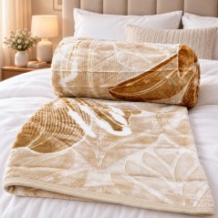 Couverture 2 Places en Polaire Microfibre 215 x 200 cm – 3 kg – Beige