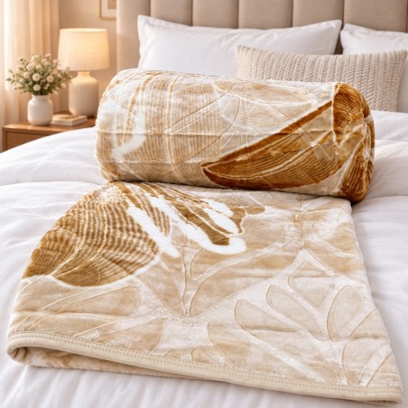 Couverture 2 Places en Polaire Microfibre 215 x 200 cm – 3 kg – Beige