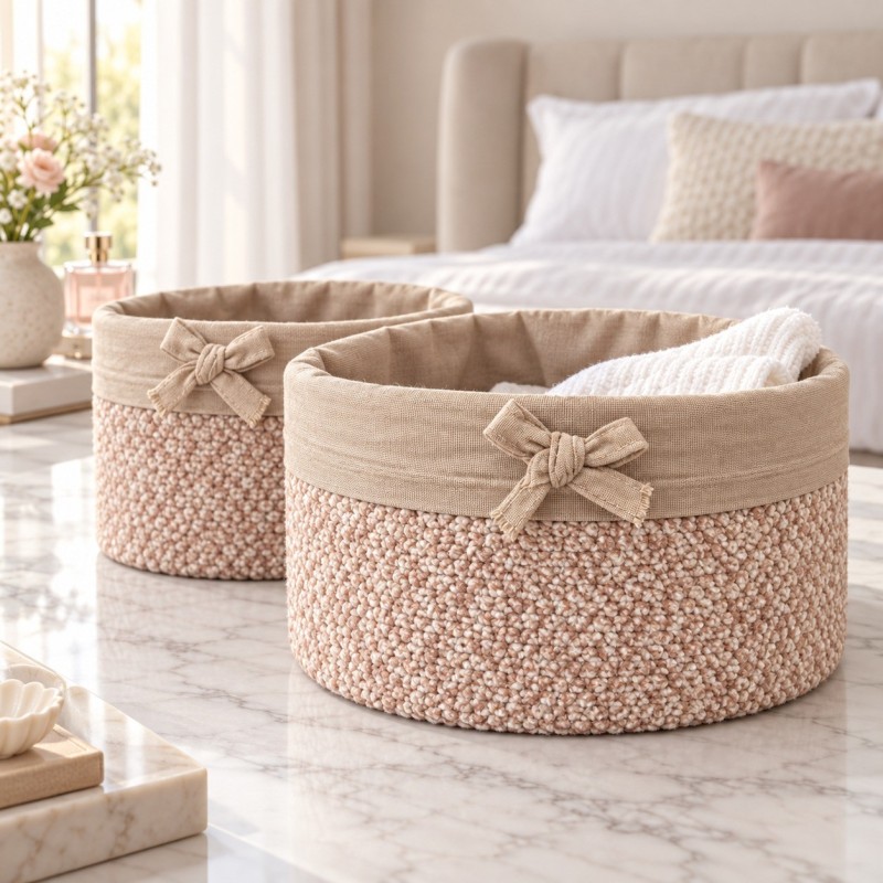 Set de 2 Paniers Ronds en Bambou