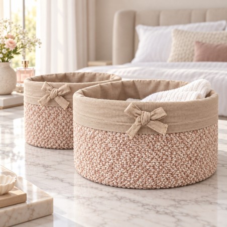 Set de 2 Paniers Ronds en Bambou