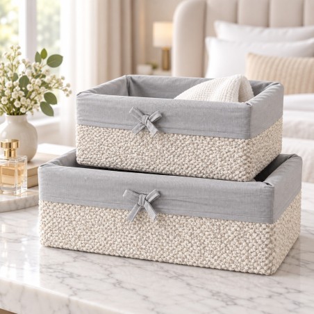 Set de 2 Paniers de Rangement avec Tissu