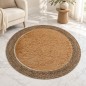 Tapis Rond Tressé 100 cm avec Centre Effet Fourrure