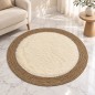 Tapis Rond Tressé 100 cm avec Centre Effet Fourrure