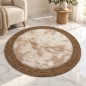 Tapis Rond Tressé 100 cm avec Centre Effet Fourrure