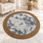 Tapis Rond Tressé 100 cm avec Centre Effet Fourrure