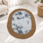 Tapis Ovale Tressé 100x70 cm avec Centre Effet Fourrure