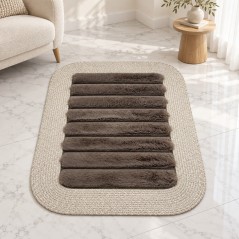 Tapis Rectangulaire 80x60 cm Effet Fourrure avec Bord Tressé