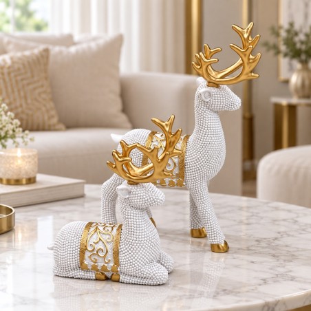 Set de 3 Statues Cerf Décoratives